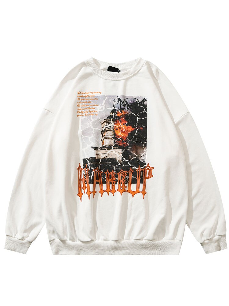 "House In Flames" Unisex Men Women Streetwear Graphic Sweatshirt Daulet Apparel