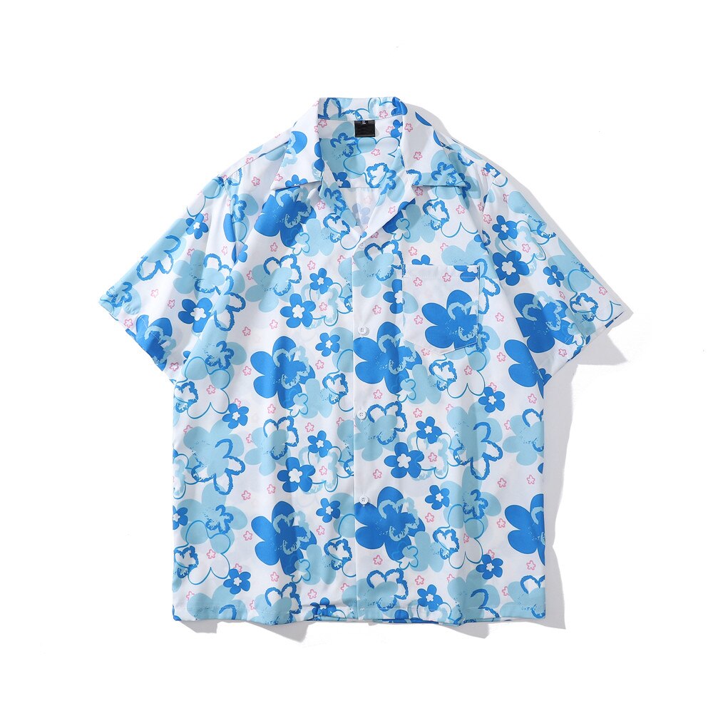 "Blue Flowers" Unisex Men Women Streetwear Graphic Shirt Daulet Apparel