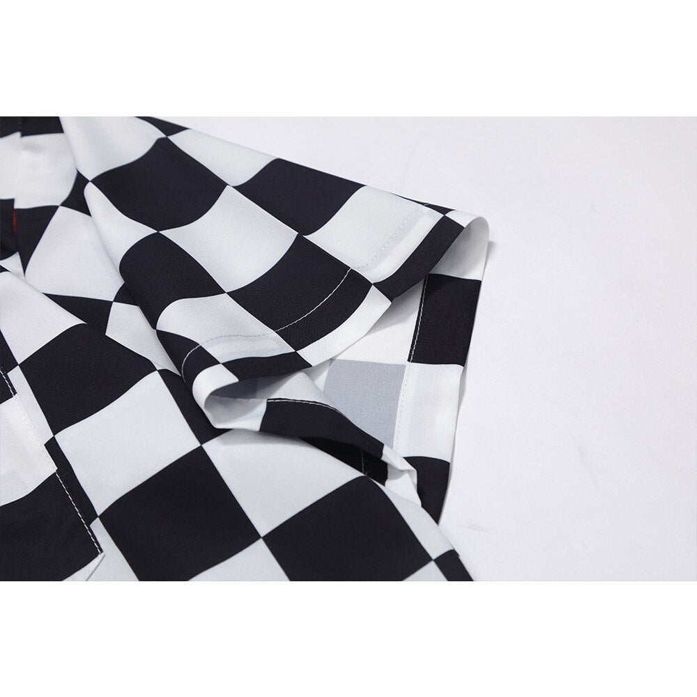 "Plaid Flame" Unisex Men Women Streetwear Graphic Button Shirt Daulet Apparel