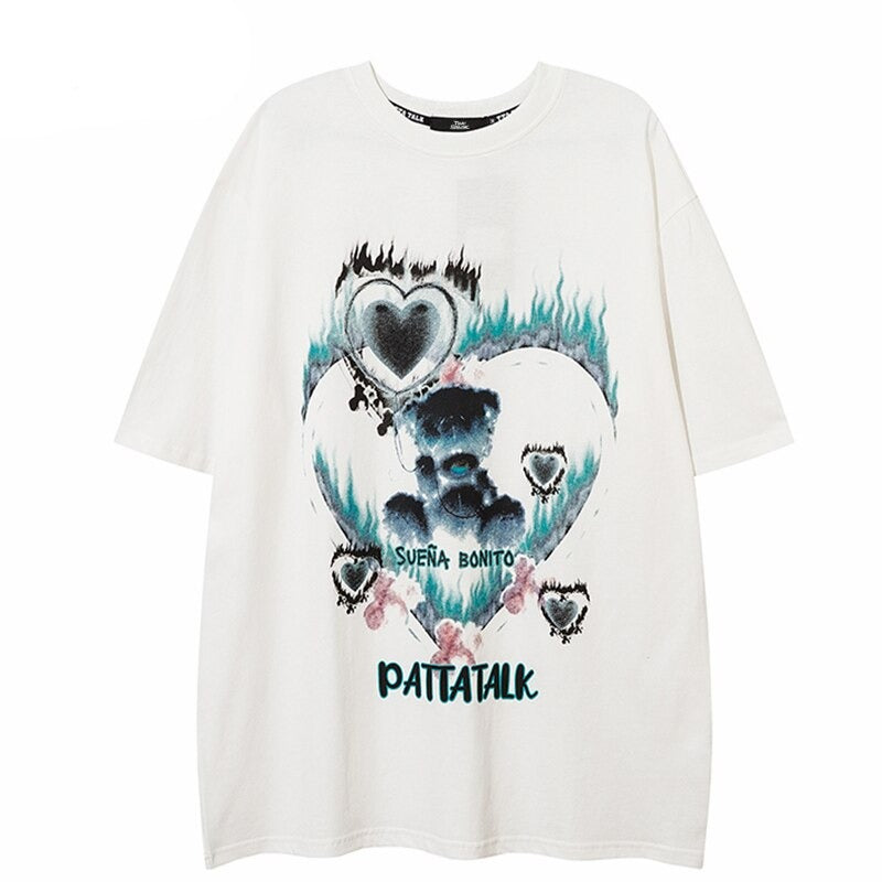 "Burned Heart" Unisex Men Women Streetwear Graphic T-Shirt Daulet Apparel