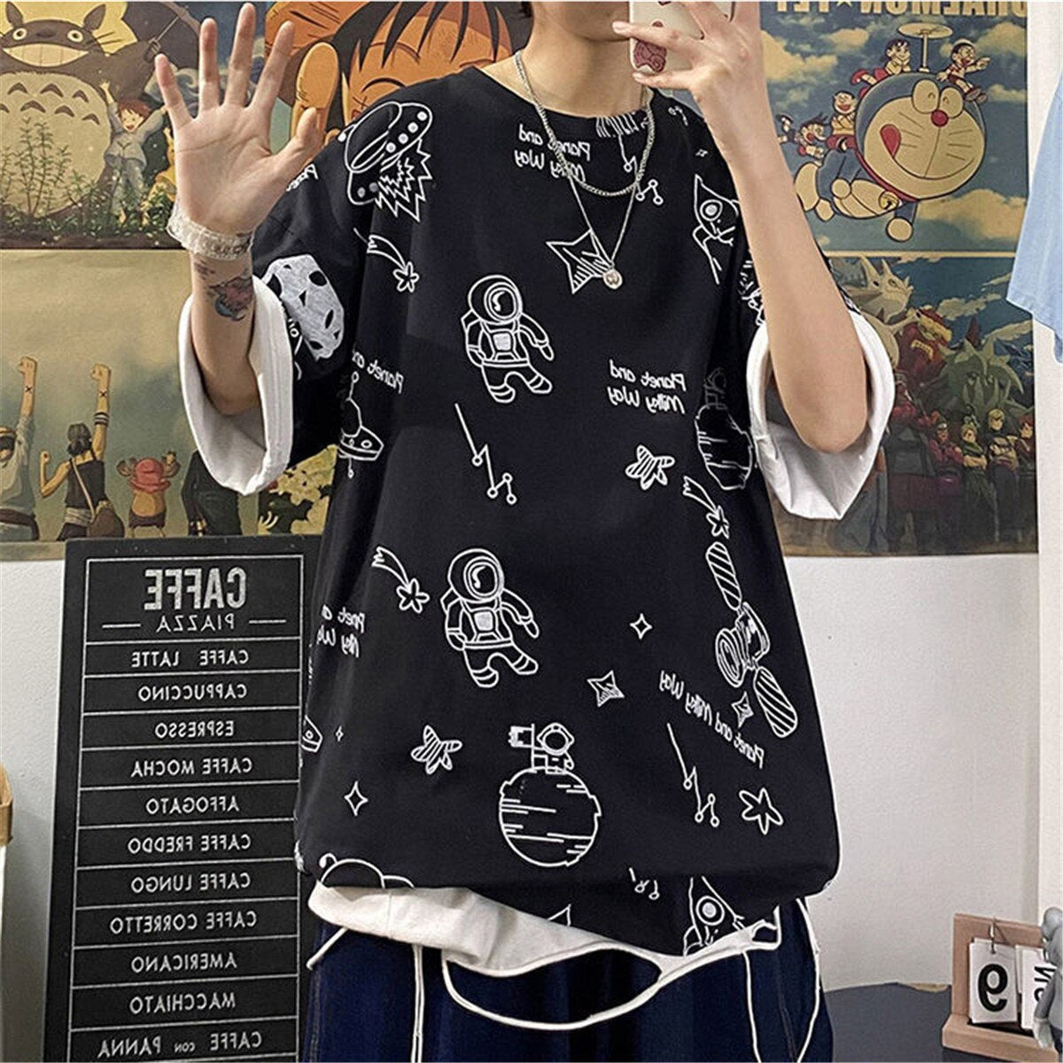 "Scatter Blues" Unisex Men Women Streetwear Graphic T-Shirt Daulet Apparel