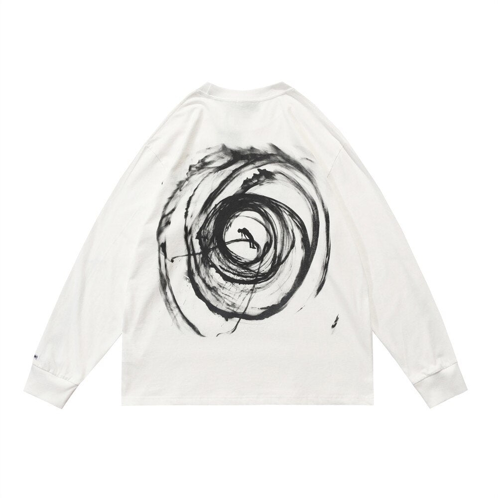 "Black Circle" Unisex Men Women Streetwear Graphic Sweatshirt Daulet Apparel