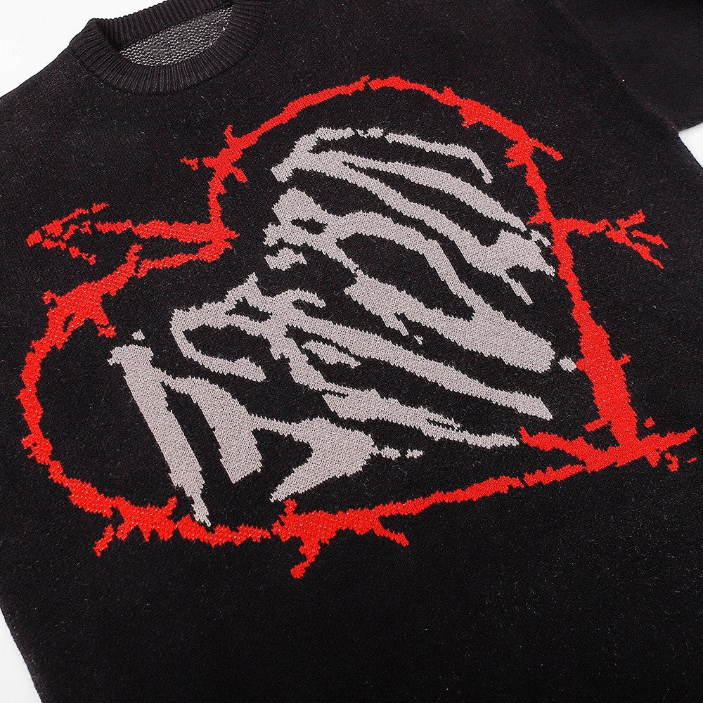 "Red Heart" Unisex Men Women Streetwear Graphic Sweater Daulet Apparel