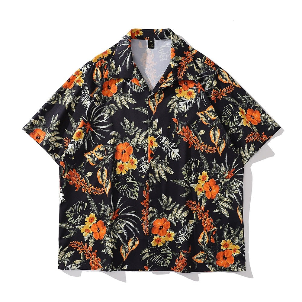 "Orange Flowers" Unisex Men Women Streetwear Graphic Shirt Daulet Apparel