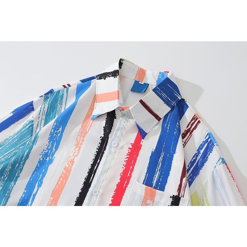 "Colourful Waves" Unisex Men Women Streetwear Graphic Shirt Daulet Apparel