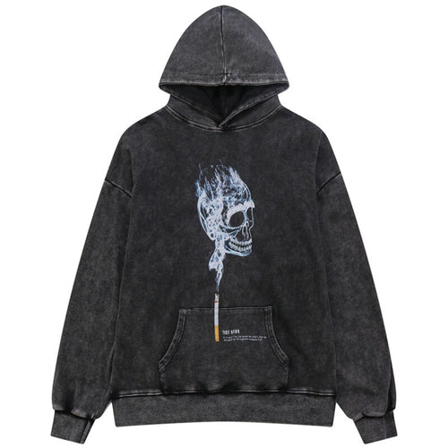 Smoke Skull Thin Men’s Black Hoodie - Maxim