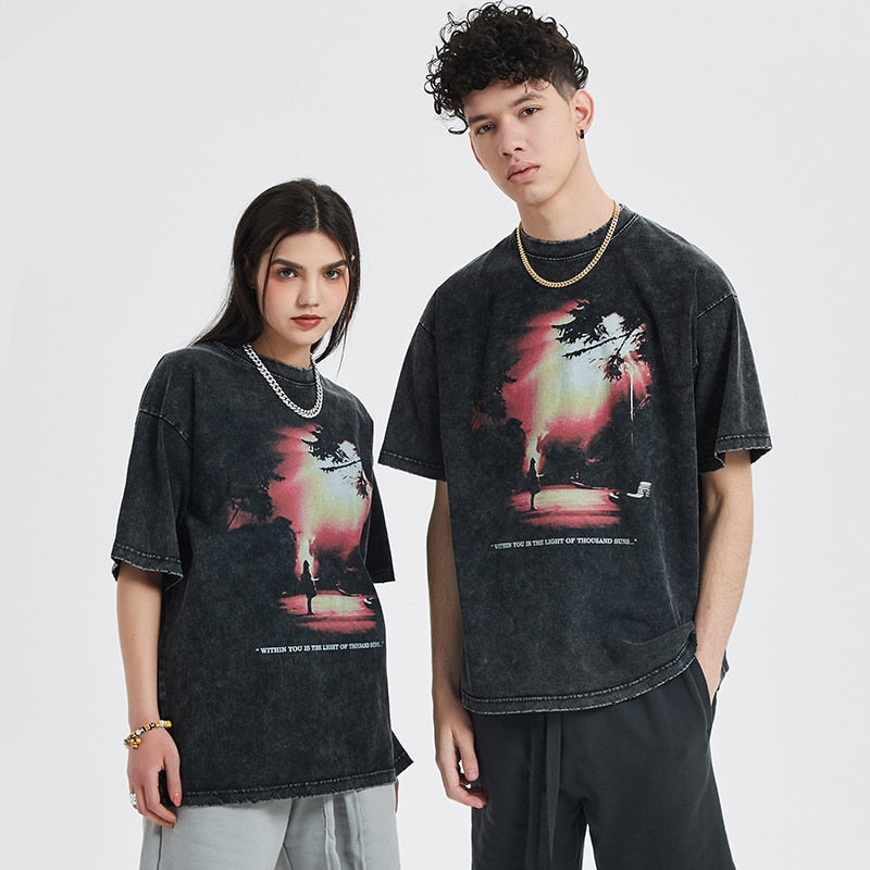"Sunshine" Unisex Men Women Streetwear Graphic T-Shirt Daulet Apparel