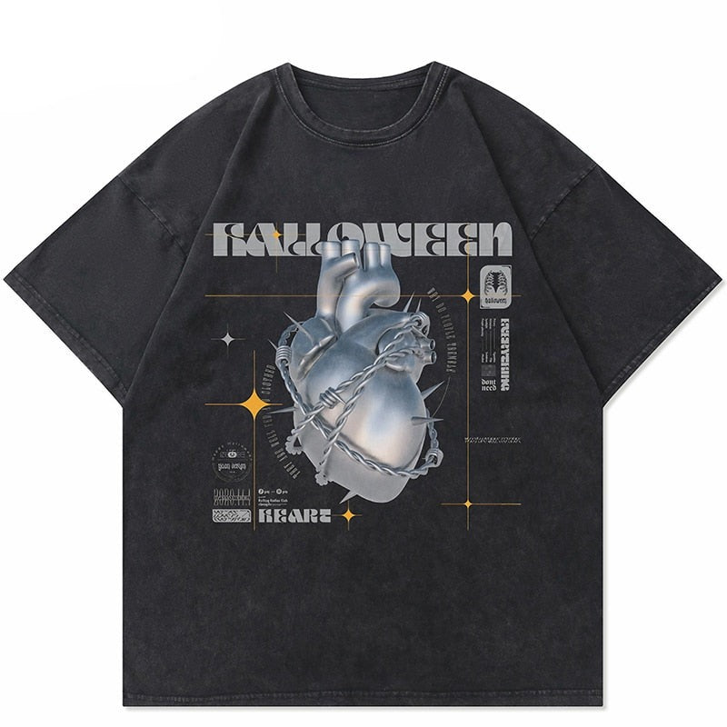 "Chained Heart" Unisex Men Women Streetwear Graphic T-Shirt Daulet Apparel