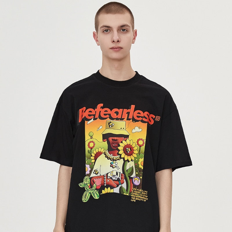 "Be Fearless" Unisex Men Women Streetwear Graphic T-Shirt Daulet Apparel