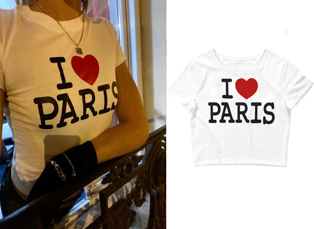 "I Love You" Aesthetic Gothic Punk Graphic Crop Top T-Shirt Daulet Apparel