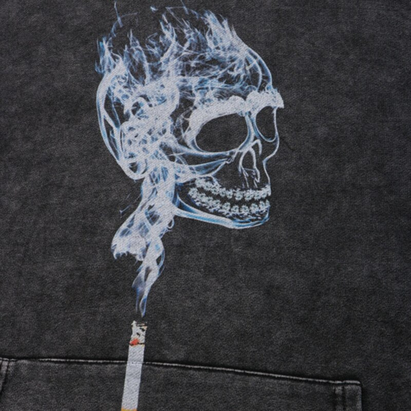 "Smoke Skull" Unisex Men Women Streetwear Graphic Hoodie Daulet Apparel