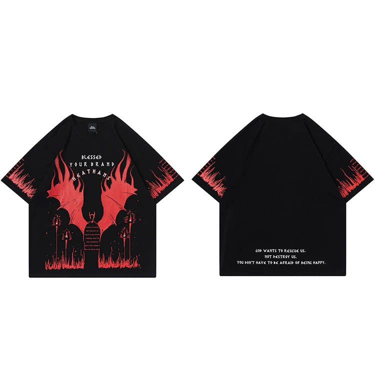 "Fire Flame" Unisex Men Women Streetwear Graphic T-Shirt Daulet Apparel