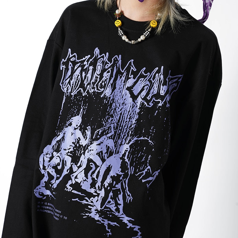"Fallen Knight" Unisex Men Women Streetwear Graphic Sweatshirt Daulet Apparel