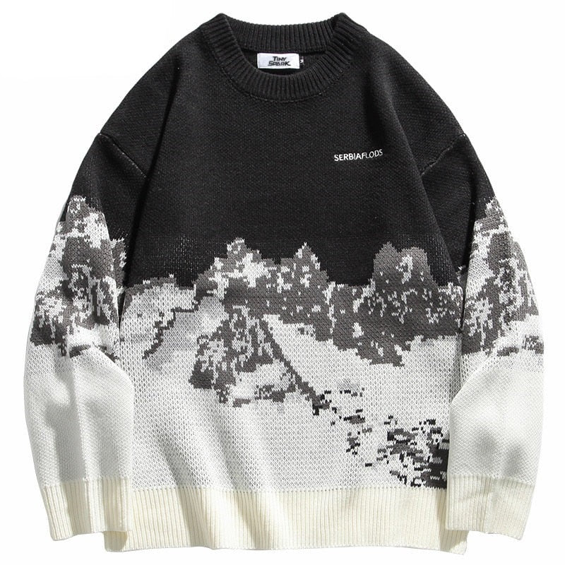 "Blue Mountain" Unisex Men Women Streetwear Graphic Sweater Daulet Apparel