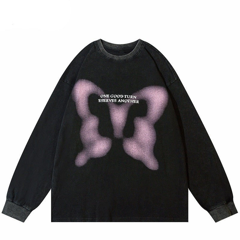 "Blurry Butterfly" Unisex Men Women Streetwear Graphic Sweatshirt Daulet Apparel