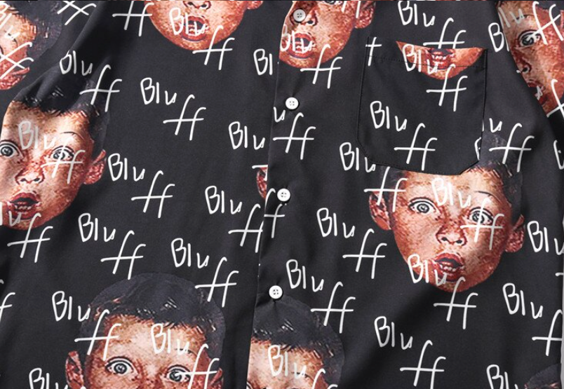 "Bluff Boy" Unisex Men Women Graphic Button Up Shirt Daulet Apparel