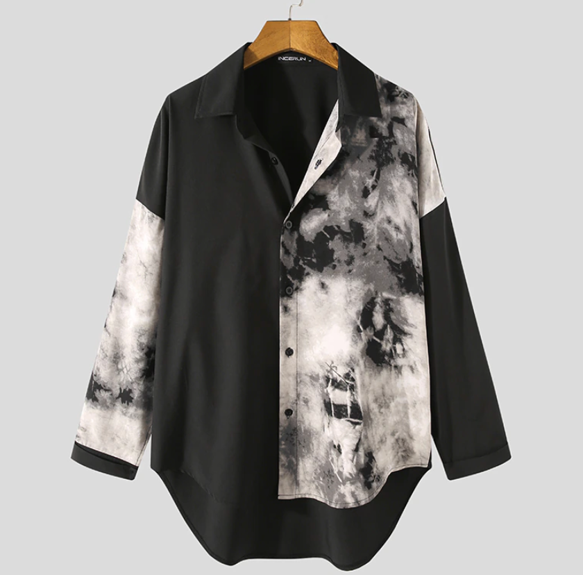 "Split Smoke" Unisex Men Women Streetwear Button Up Shirt Daulet Apparel