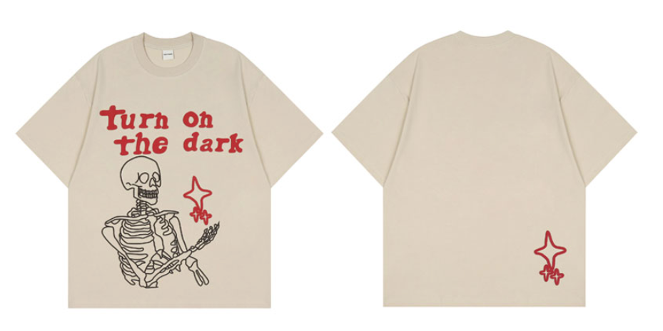 "Turn On The Dark" Unisex Men Women Streetwear Graphic T-Shirt Daulet Apparel