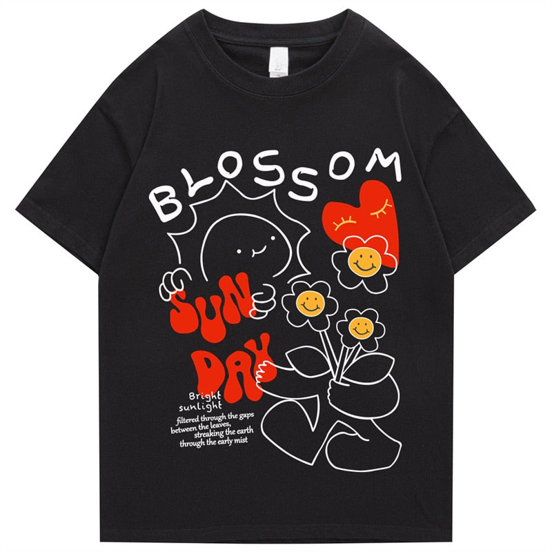 Apparel Unisex Daulet - Men Streetwear T-Shirt Women Blossom\