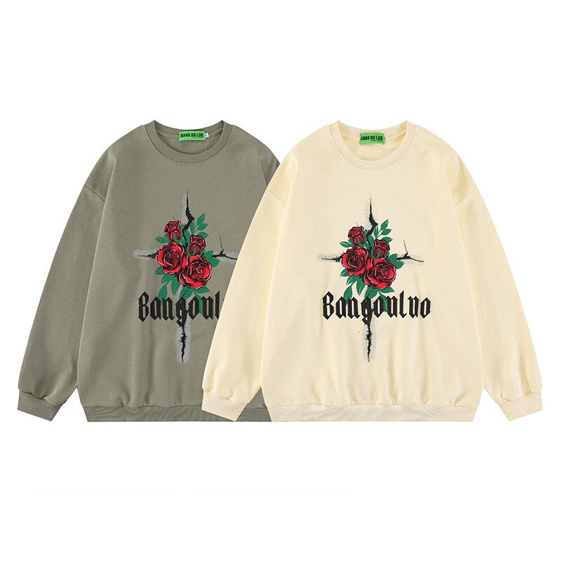"Three Roses" Unisex Men Women Streetwear Graphic Sweatshirt Daulet Apparel