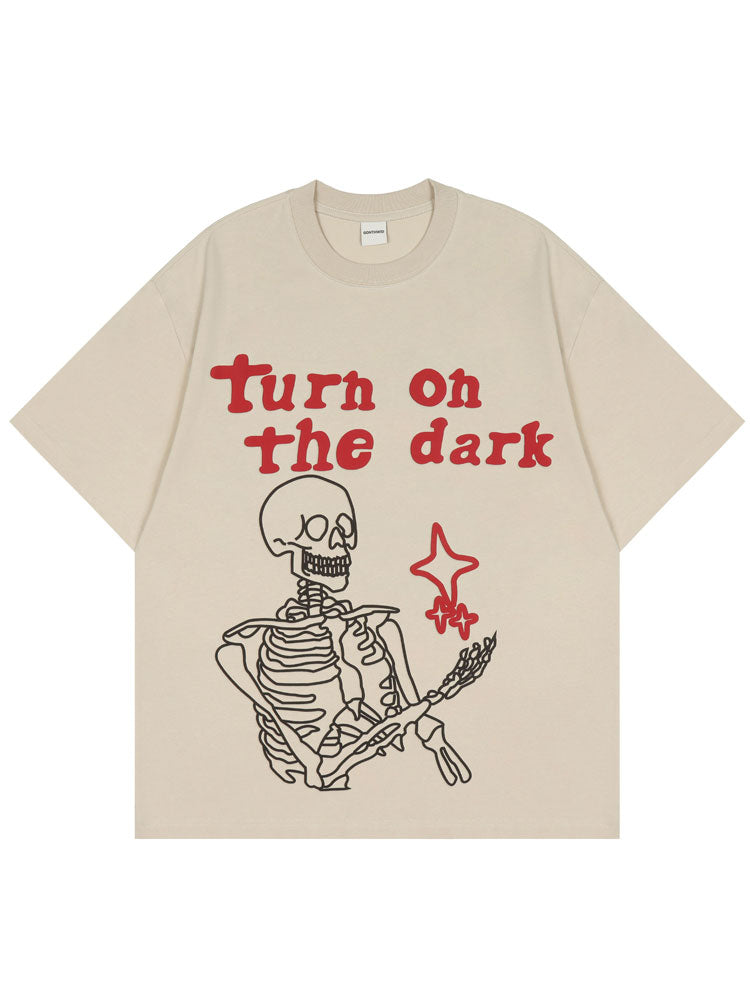 "Turn On The Dark" Unisex Men Women Streetwear Graphic T-Shirt Daulet Apparel