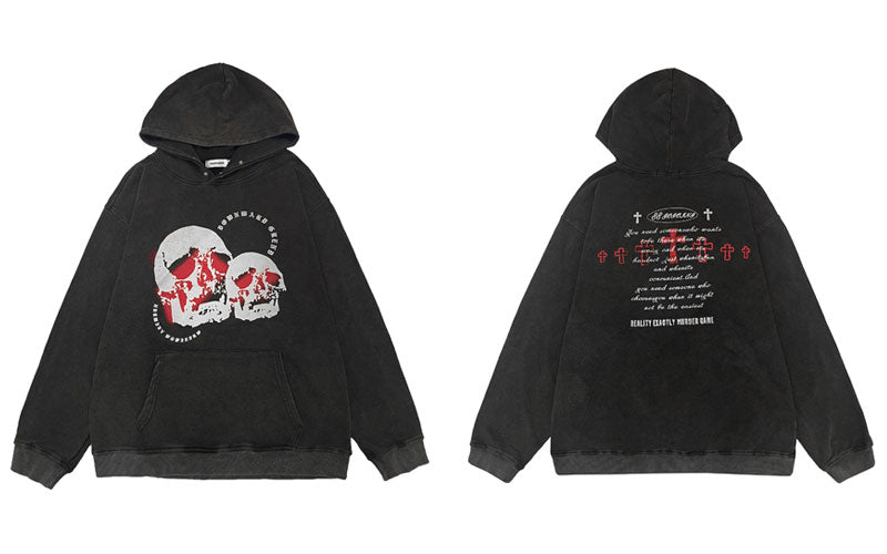"Red Skull" Unisex Men Women Streetwear Graphic Hoodie Daulet Apparel