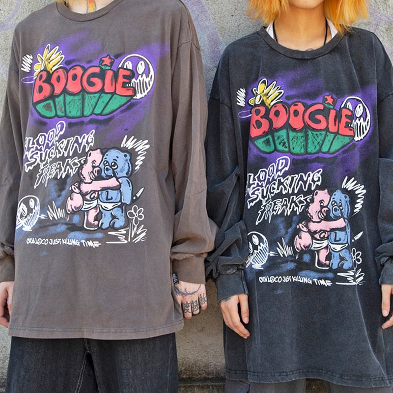 "Boogie" Unisex Men Women Streetwear Graphic Sweatshirt Daulet Apparel