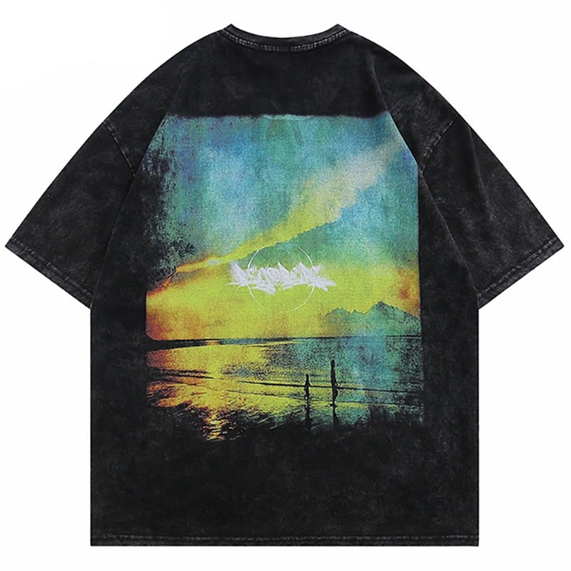 "Sunset" Unisex Men Women Streetwear Graphic T-Shirt Daulet Apparel