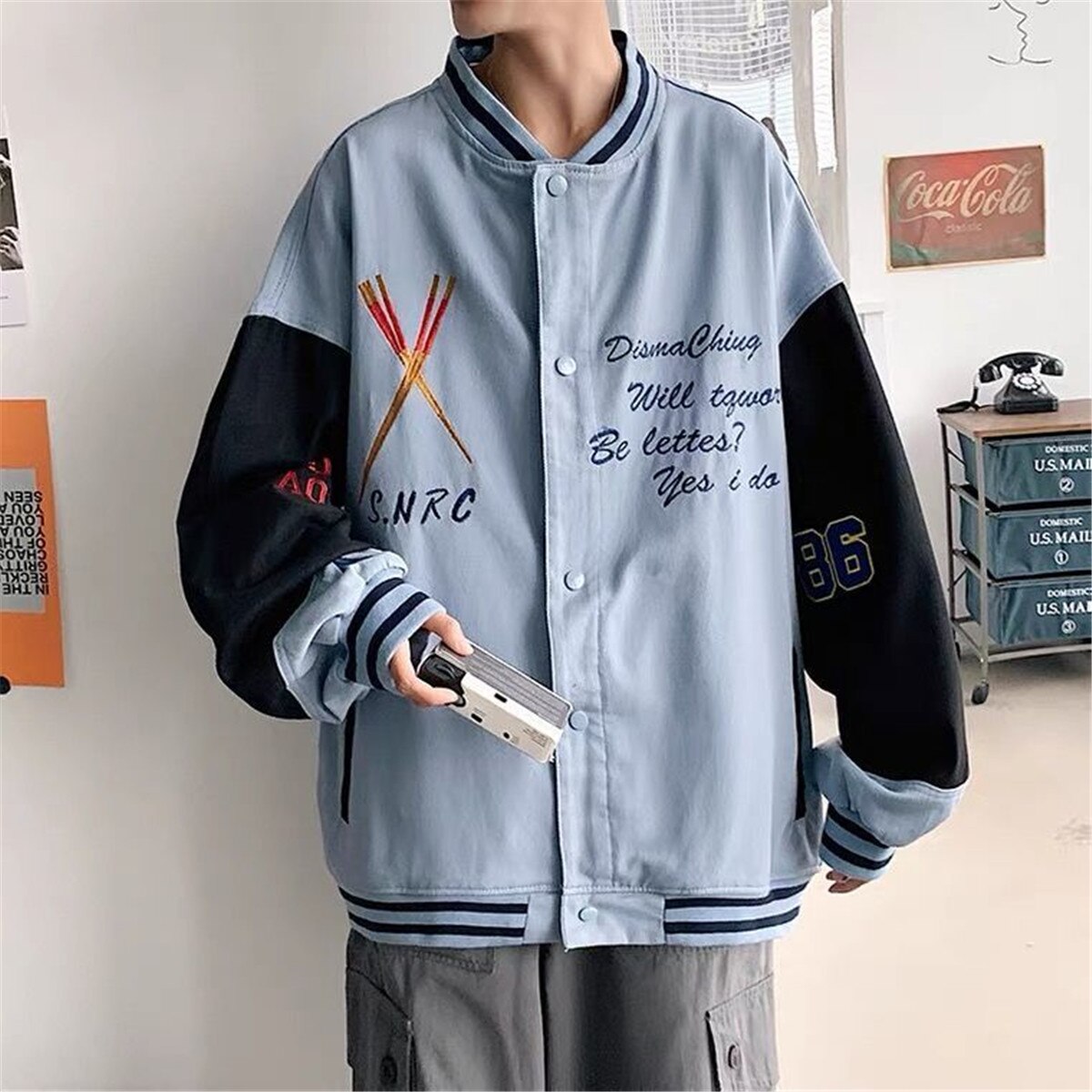 "Father Time" Unisex Men Women Streetwear Baseball Bomber Jacket Daulet Apparel