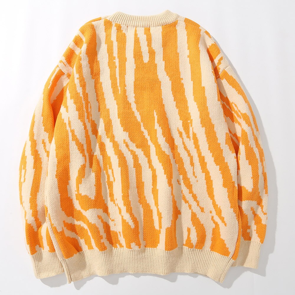 "Orange Wave" Unisex Men Women Streetwear Graphic Sweater Daulet Apparel