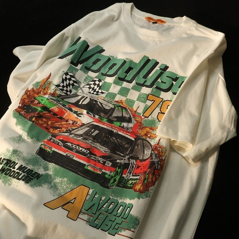 "Vintage Race Track" Unisex Men Women Streetwear Graphic T-Shirt Daulet Apparel