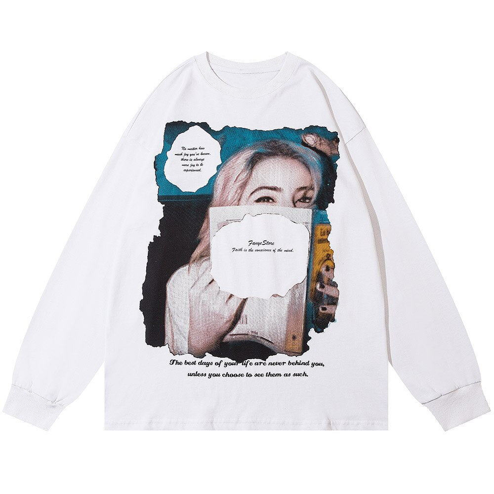 "Smile More" Unisex Men Women Streetwear Graphic Sweatshirt Daulet Apparel