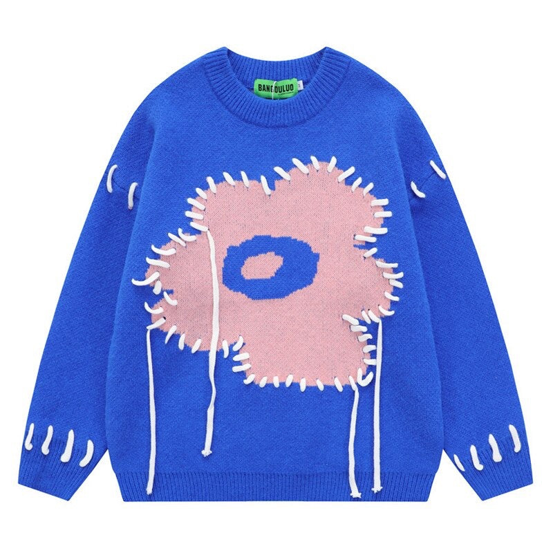 "Blue Face" Unisex Men Women Graphic Streetwear Sweater Daulet Apparel
