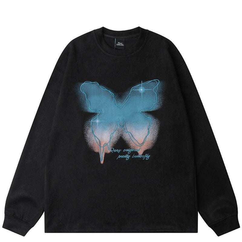 "Blue Smoke" Unisex Men Women Streetwear Graphic Sweatshirt Daulet Apparel