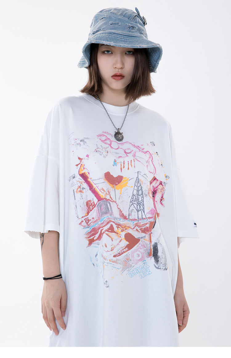 "Wonderland" Unisex Men Women Streetwear Graphic T-Shirt Daulet Apparel