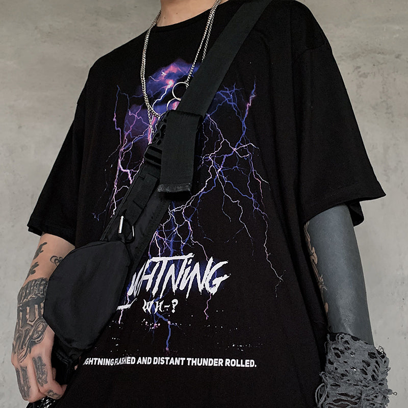 "Lighting Effect" Unisex Men Women Streetwear Graphic T-Shirt Daulet Apparel